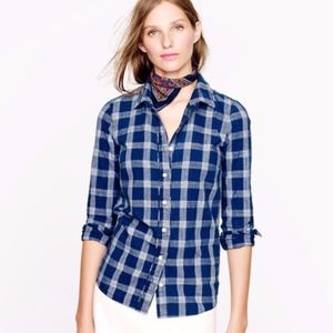 Jcrew Boy Shirt in Indigo Plaid